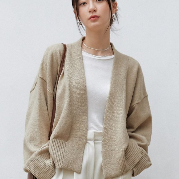 Brand new Drop Shoulder Belted Cardigan Apricot - Picture 8 of 8